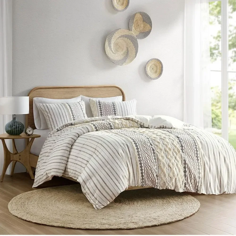 New! INK+IVY Imani 100% Cotton‎ Duvet Mid Century Modern Design 3 Piece